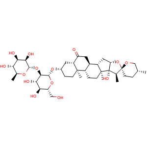 Chemical structure of 25(R)-3β,17α-Dihydroxy-5a-spirostan-6 , CAS 143051-94-9, AChemBlock Y229866