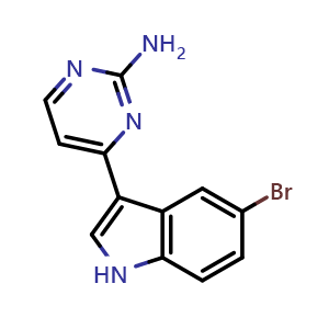 Chemical structure of 4-(5-bromo-1H-indol-3-yl)-2-Pyrimidinamine , CAS 213473-00-8, AChemBlock Y229888