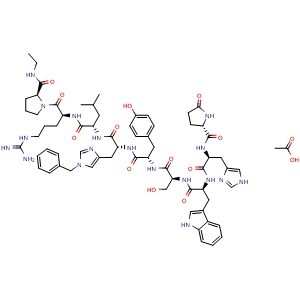 Chemical structure of Histrelin acetate , CAS 220810-26-4, AChemBlock Y230172