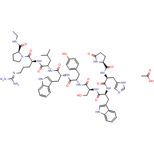 Chemical structure of Deslorelin acetate , CAS 82318-06-7, AChemBlock Y230195