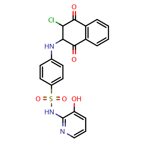 Chemical structure of 4-(3-chloro-1,4-dioxo-1,2,3,4-tetrahydronaphthalen-2-ylamino)-N-(3-hydroxypyridin-2-yl)benzenesulfonamide , AChemBlock Y230297