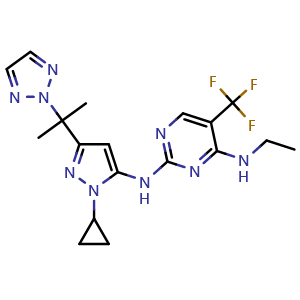 N2-(3-(2-(2H-1,2,3-triazol-2-yl)propan-2-yl)-1-cyclopropyl-1H-pyrazol-5-yl)-N4-ethyl-5-(trifluoromethyl)pyrimidine-2,4-diamine