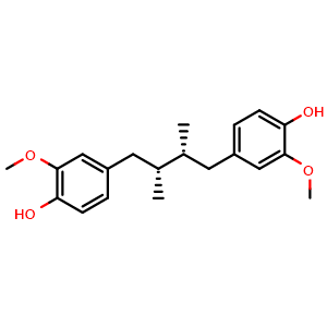 Chemical structure of (-)-Dihydroguaiaretic acid , CAS 124649-78-1, AChemBlock Y230315