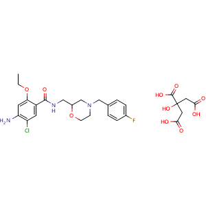 Chemical structure of Mosapride Citrate , CAS 112885-42-4, AChemBlock Y230620