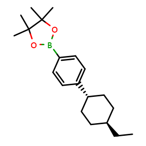Chemical structure of 2-(4-trans-4-ethylcyclohexyl)phenyl)-4,4,5,5-tetramethyl-1,3,2-dioxaborolane , CAS 2912464-09-4, AChemBlock Y230661