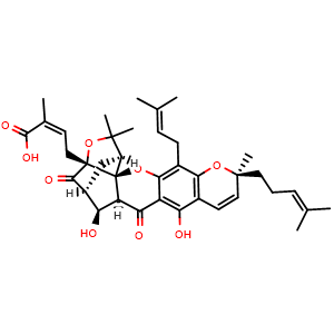 Chemical structure of 10alpha-Hydroxyepigambogic acid , CAS 1164201-85-7, AChemBlock Y230726