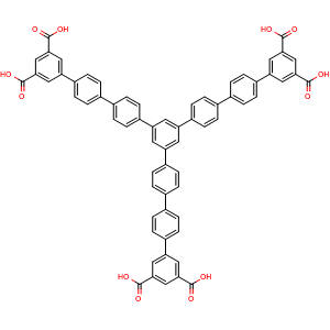 Chemical structure of 5'''-(3'',5''-dicarboxy-[1,1':4',1''-terphenyl]-4-yl)-[1,1':4',1'':4'',1''':3''',1'''':4'''',1''''':4''''',1''''''-septiphenyl]-3,3'''''',5,5''''''-tetracarboxylic acid , CAS 1333127-74-4, AChemBlock Y230805