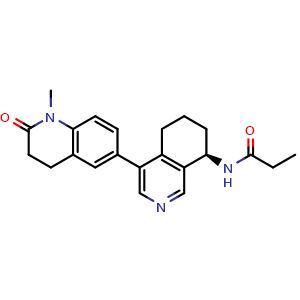Chemical structure of (R)-N-(4-(1-methyl-2-oxo-1,2,3,4-tetrahydroquinolin-6-yl)-5,6,7,8-tetrahydroisoquinolin-8-yl)propionamide , CAS 1428652-17-8, AChemBlock Y230820