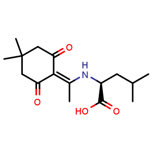 Chemical structure of (1-(4,4-dimethyl-2,6-dioxocyclohexylidene)ethyl)-L-leucine , CAS 1435266-92-4, AChemBlock Y230870