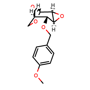 Chemical structure of (1R,2S,4S,5R,6R)-5-((4-methoxybenzyl)oxy)-3,8,9-trioxatricyclo[4.2.1.02,4]nonane , CAS 635683-64-6, AChemBlock Y230886