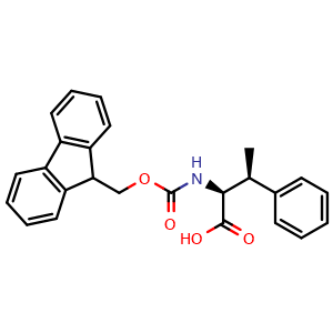 Chemical structure of (2S,3S)-2-((((9H-fluoren-9-yl)methoxy)carbonyl)amino)-3-phenylbutanoic acid , CAS 247175-69-5, AChemBlock Y230915