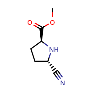 Chemical structure of (5S)-5-Cyano-L-proline methyl ester , CAS 2679858-42-3, AChemBlock Y230932