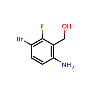 Chemical structure of (6-Amino-3-bromo-2-fluorophenyl)methanol , CAS 1036756-04-3, AChemBlock Y230933