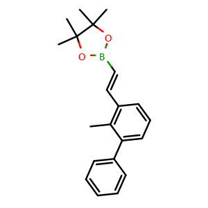 Chemical structure of (E)-4,4,5,5-tetramethyl-2-(2-(2-methyl-[1,1'-biphenyl]-3-yl)vinyl)-1,3,2-dioxaborolane , CAS 2171558-33-9, AChemBlock Y230942