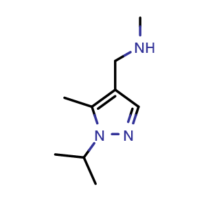 Chemical structure of 1-(1-isopropyl-5-methyl-1H-pyrazol-4-yl)-N-methylmethanamine , CAS 1007520-09-3, AChemBlock Y230974