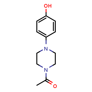 Chemical structure of 1-(4-(4-hydroxyphenyl)piperazin-1-yl)ethan-1-one , CAS 89929-31-7, AChemBlock Y230981