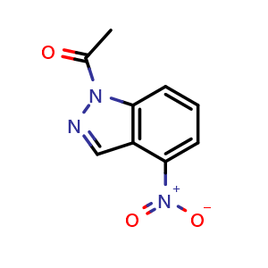 Chemical structure of 1-(4-Nitroindazol-1-yl)ethanone , CAS 86009-37-2, AChemBlock Y230986