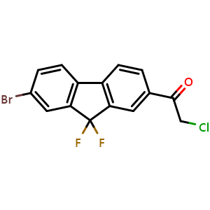 Chemical structure of 1-(7-Bromo-9,9-difluoro-9H-fluoren-2-yl)-2-chloroethanone , CAS 1378387-81-5, AChemBlock Y230993