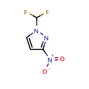 Chemical structure of 1-(Difluoromethyl)-3-nitro-1H-pyrazole , CAS 1002034-26-5, AChemBlock Y230997