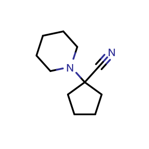 Chemical structure of 1-(piperidin-1-yl)cyclopentane-1-carbonitrile , CAS 22912-32-9, AChemBlock Y231000