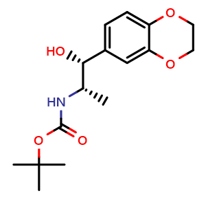 Chemical structure of 1,1-Dimethylethyl N-[(1S,2R)-2-(2,3-dihydro-1,4-benzodioxin-6-yl)-2-hydroxy-1-methylethyl]carbamate , CAS 1028459-58-6, AChemBlock Y231005