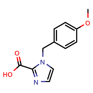 Chemical structure of 1-[(4-methoxyphenyl)methyl]-1H-imidazole-2-carboxylic acid , CAS 732206-58-5, AChemBlock Y231016