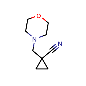 Chemical structure of 1-morpholin-4-ylmethyl-cyclopropanecarbonitrile , CAS 1267047-15-3, AChemBlock Y231044