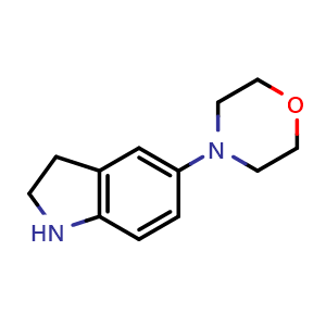 Chemical structure of 2,3-dihydro-5-(4-morpholinyl)-1H-indole , CAS 959238-58-5, AChemBlock Y231081