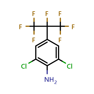 Chemical structure of 2,6-Dichloro-4-(1,2,2,2-tetrafluoro-1-trifluoromethyl-ethyl)-phenylamine , CAS 273735-64-1, AChemBlock Y231090