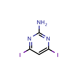 Chemical structure of 2-Amino-4,6-diiodopyrimidine , CAS 861031-48-3, AChemBlock Y231105