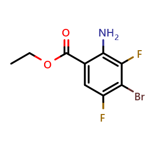 Chemical structure of 2-amino-4-bromo-3,5-difluorobenzoic acid ethyl ester , CAS 2105467-16-9, AChemBlock Y231106
