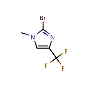 Chemical structure of 2-Bromo-1-methyl-4-(trifluoromethyl)-1H-imidazole , CAS 2708280-99-1, AChemBlock Y231113