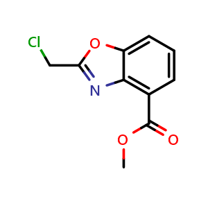 Chemical structure of 2-Chloromethyl-benzooxazole-4-carboxylic acid methyl ester , CAS 1006601-77-9, AChemBlock Y231134