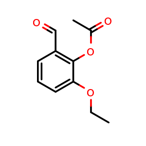 Chemical structure of 2-ethoxy-6-formylphenyl acetate , CAS 93970-73-1, AChemBlock Y231142