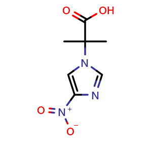 Chemical structure of 2-methyl-2-(4-nitro-1H-imidazol-1-yl)propanoic acid , CAS 1247596-39-9, AChemBlock Y231150