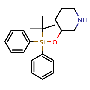 Chemical structure of 3-[[(1,1-dimethylethyl)diphenylsilyl]oxy]-piperidine , CAS 1215280-46-8, AChemBlock Y231181