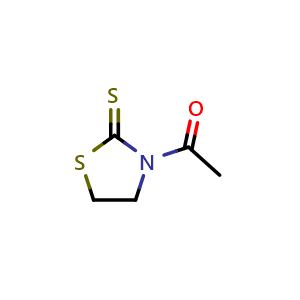 Chemical structure of 3-Acetylthiazolidine-2-thione , CAS 76397-53-0, AChemBlock Y231182