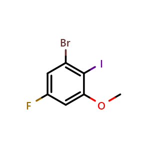 Chemical structure of 3-Bromo-5-fluoro-2-iodoanisole , CAS 1935372-87-4, AChemBlock Y231190