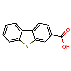 Chemical structure of 3-Dibenzothiophenecarboxylic acid , CAS 342802-58-8, AChemBlock Y231199