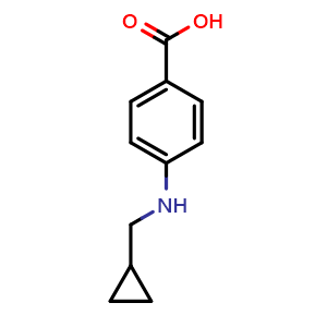 Chemical structure of 4-(cyclopropylmethylamino)benzoic acid , CAS 518336-13-5, AChemBlock Y231219