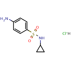Chemical structure of 4-Amino-N-cyclopropylbenzene-1-sulfonamide hydrochloride , CAS 1221724-29-3, AChemBlock Y231235
