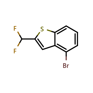 Chemical structure of 4-Bromo-2-(difluoromethyl)benzothiophene , CAS 1785254-82-1, AChemBlock Y231237