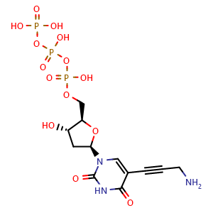 Chemical structure of 5-(3-Amino-1-propyn-1-yl)-2'-deoxyuridine 5'-(Tetrahydrogen Triphosphate) , CAS 179101-49-6, AChemBlock Y231267