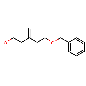Chemical structure of 5-(benzyloxy)-3-methylenepentan-1-ol , CAS 2101605-94-9, AChemBlock Y231270