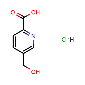 Chemical structure of 5-(hydroxymethyl)pyridine-2-carboxylic acid hydrochloride , CAS 2155855-73-3, AChemBlock Y231273