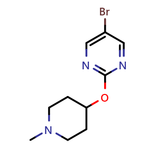 Chemical structure of 5-bromo-2-(1-methylpiperidin-4-yloxy)pyrimidine , CAS 1274134-13-2, AChemBlock Y231280