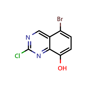 Chemical structure of 5-Bromo-2-chloro-8-quinazolinol , CAS 953040-03-4, AChemBlock Y231285