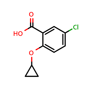 Chemical structure of 5-chloro-2-cyclopropoxybenzoic acid , CAS 959749-03-2, AChemBlock Y231296