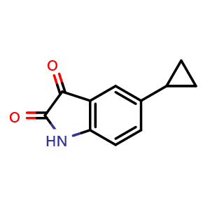 Chemical structure of 5-Cyclopropylindoline-2,3-dione , CAS 893738-56-2, AChemBlock Y231302