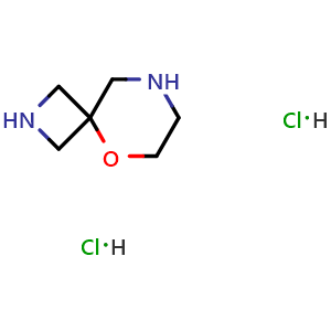 Chemical structure of 5-Oxa-2,8-diazaspiro[3.5]nonane dihydrochloride , CAS 1972659-53-2, AChemBlock Y231319